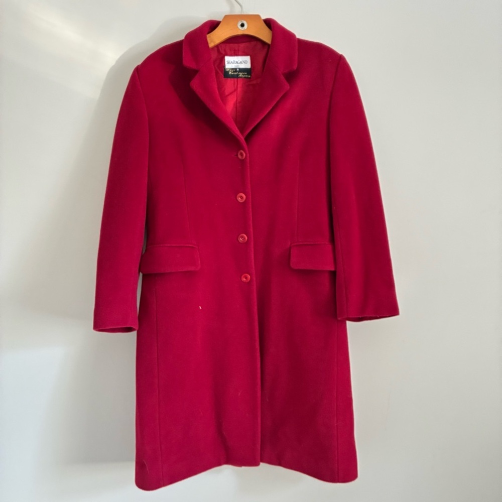 Red Wool Long Pea Coat Euro Winter Timeless Warm Coat Parisian Smart Casual